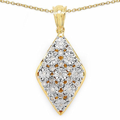 0.13CTW Genuine White Diamond 14K Yellow Gold Plated .925 Sterling Silver Pendant
