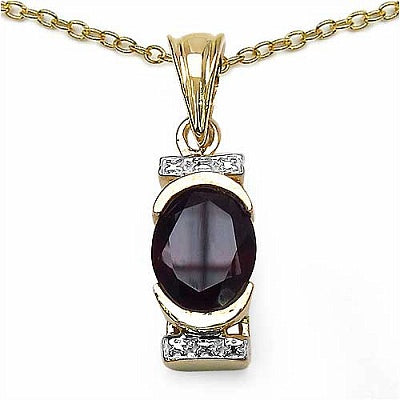3.25CTW Genuine Garnet 14K Yellow Gold Plated .925 Sterling Silver Pendant