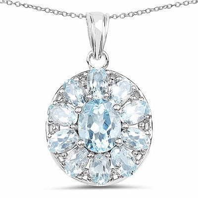 9.75CTW Genuine Blue Topaz .925 Sterling Silver Pendant