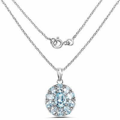 9.75CTW Genuine Blue Topaz .925 Sterling Silver Pendant