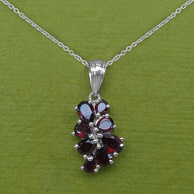 2.70CTW Genuine Garnet .925 Sterling Silver Pendant