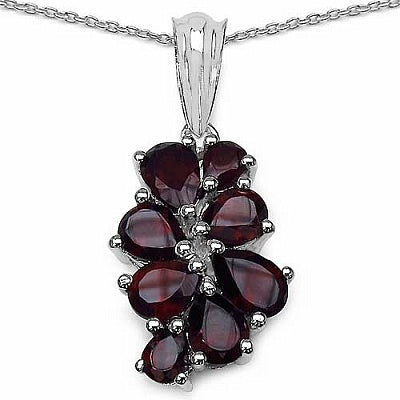 2.70CTW Genuine Garnet .925 Sterling Silver Pendant