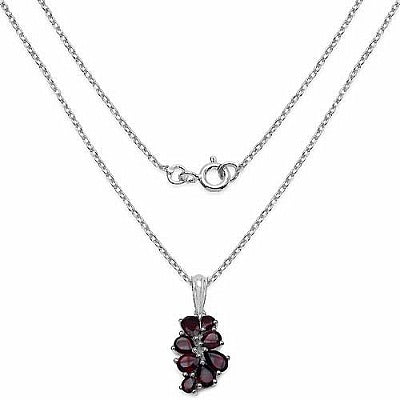 2.70CTW Genuine Garnet .925 Sterling Silver Pendant