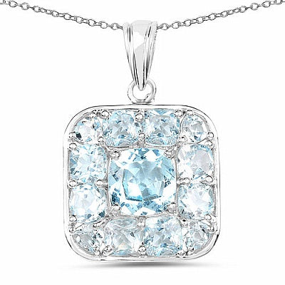 10.25CTW Genuine Blue Topaz .925 Sterling Silver Pendant