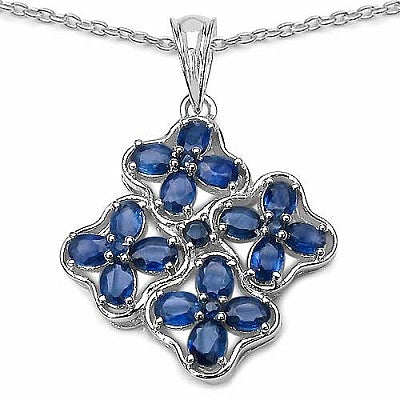 4.16CTW Genuine Blue Sapphire .925 Sterling Silver Pendant