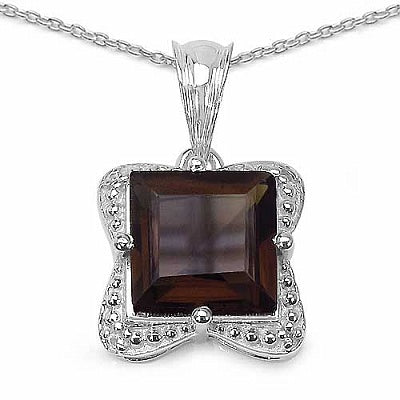 4.67CTW Genuine Smoky Topaz & White Topaz .925 Sterling Silver Pendant