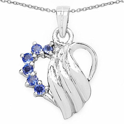 0.21CTW Genuine Tanzanite .925 Sterling Silver Heart Shape Pendant