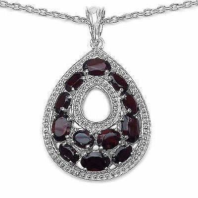 5.34CTW Genuine Garnet .925 Sterling Silver Pear Shape Pendant
