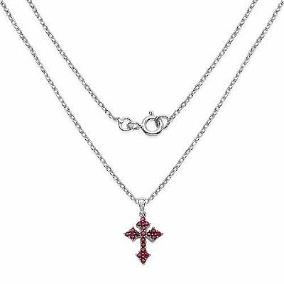 1.33CTW Genuine Ruby .925 Sterling Silver Cross Shape Pendant