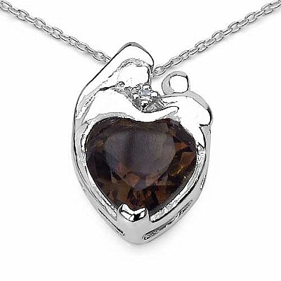 1.41CTW Genuine Smoky Topaz & White Topaz .925 Sterling Silver Mom Pendant
