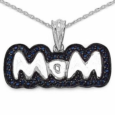 1.02CTW Genuine Blue Sapphire .925 Sterling Silver Pendant