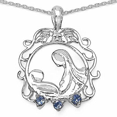 0.09CTW Genuine Tanzanite .925 Sterling Silver Pendant