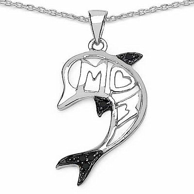 0.05CTW Genuine Black Diamond .925 Sterling Silver Pendant