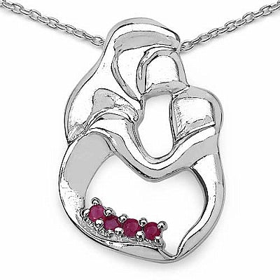 0.20CTW Genuine Ruby .925 Sterling Silver Pendant