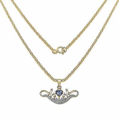 0.58CTW Genuine Tanzanite & White Topaz .925 Sterling Silver 14K Yellow Gold Plated Pendant