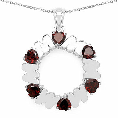 3.00CTW Genuine Garnet .925 Sterling Silver Pendant