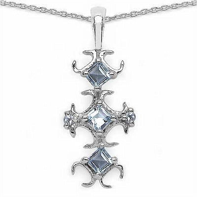 0.38CTW Genuine Blue Topaz .925 Sterling Silver Pendant