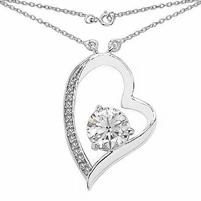 BridalMe 2.42CTW White Cubic Zirconia .925 Sterling Silver Heart Shape Pendant