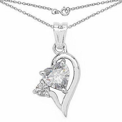 BridalMe 1.60CTW White Cubic Zirconia .925 Sterling Silver Heart Shape Pendant