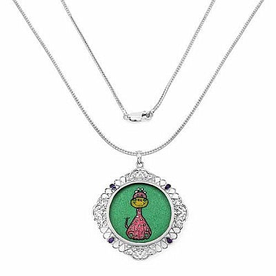 GEMARTINI Genuine Amethyst & Glass .925 Sterling Silver Pendant