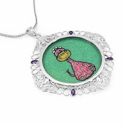 GEMARTINI Genuine Amethyst & Glass .925 Sterling Silver Pendant
