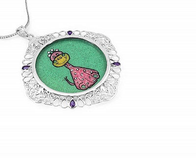 GEMARTINI Genuine Amethyst & Glass .925 Sterling Silver Pendant