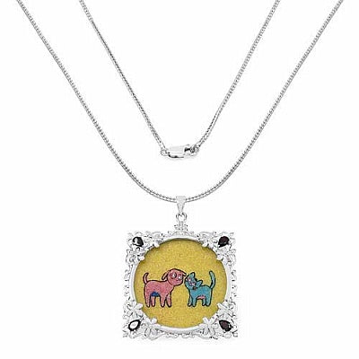 GEMARTINI Genuine Garnet & Glass .925 Sterling Silver Pendant