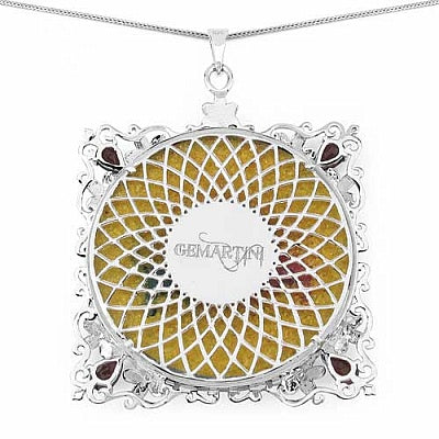 GEMARTINI Genuine Garnet & Glass .925 Sterling Silver Pendant