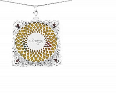 GEMARTINI Genuine Garnet & Glass .925 Sterling Silver Pendant