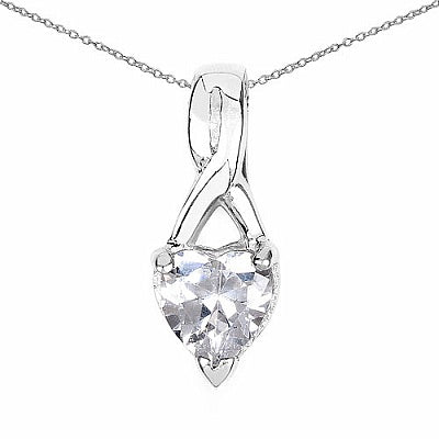 BridalMe 1.80CTW White Cubic Zirconia .925 Sterling Silver Heart Shape Pendant