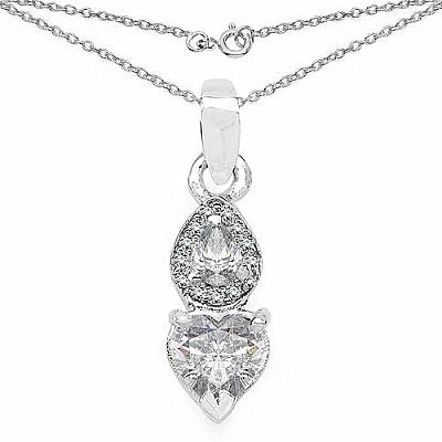 BridalMe 2.18CTW White Cubic Zirconia .925 Sterling Silver Heart Shape Pendant