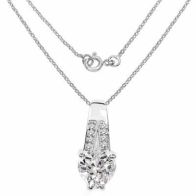 BridalMe 3.38CTW White Cubic Zirconia .925 Sterling Silver Heart Shape Pendant