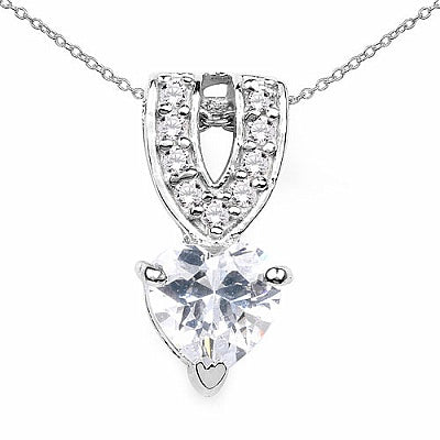 BridalMe 1.45CTW White Cubic Zirconia .925 Sterling Silver Heart Shape Pendant