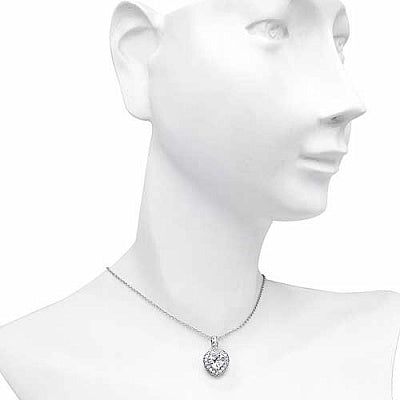 BridalMe 1.62CTW White Cubic Zirconia .925 Sterling Silver Heart Shape Pendant