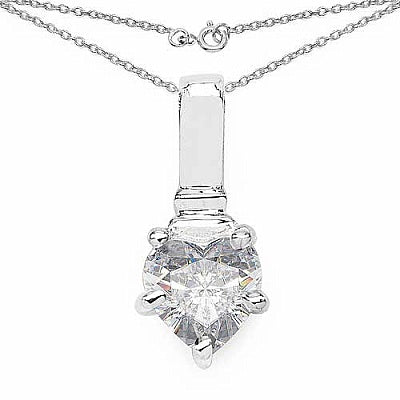 BridalMe 0.85CTW White Cubic Zirconia .925 Sterling Silver Heart Shape Pendant