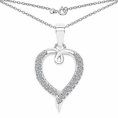 BridalMe 0.23CTW White Cubic Zirconia .925 Sterling Silver Heart Shape Pendant