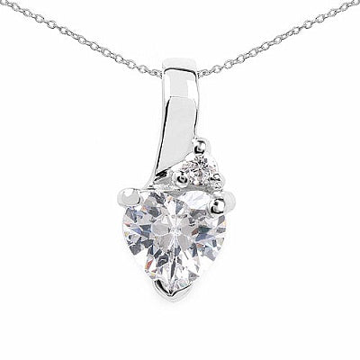 BridalMe 1.42CTW White Cubic Zirconia .925 Sterling Silver Heart Shape Pendant