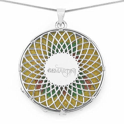 GEMARTINI Genuine Citrine & Glass .925 Sterling Silver Pendant