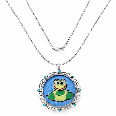 GEMARTINI Turquoise & Glass .925 Sterling Silver Pendant