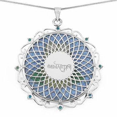 GEMARTINI Turquoise & Glass .925 Sterling Silver Pendant