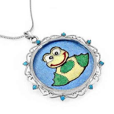 GEMARTINI Turquoise & Glass .925 Sterling Silver Pendant