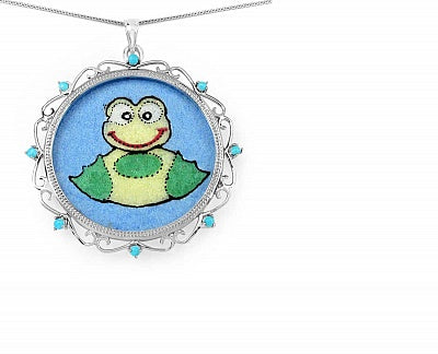 GEMARTINI Turquoise & Glass .925 Sterling Silver Pendant
