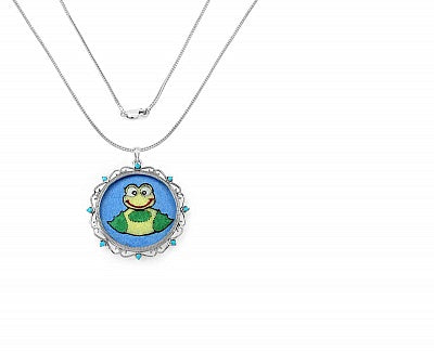 GEMARTINI Turquoise & Glass .925 Sterling Silver Pendant