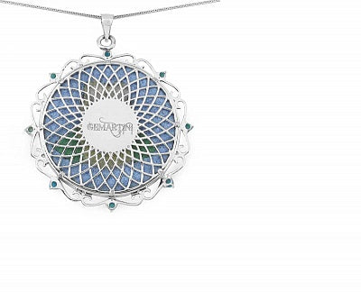GEMARTINI Turquoise & Glass .925 Sterling Silver Pendant