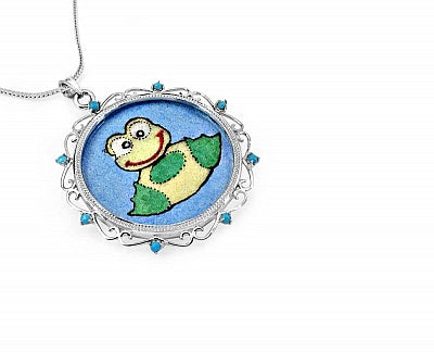 GEMARTINI Turquoise & Glass .925 Sterling Silver Pendant