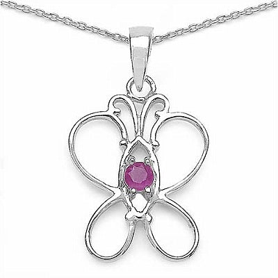 0.12CTW Genuine Ruby .925 Sterling Silver Pendant