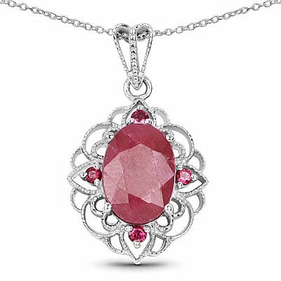 8.85CTW Dyed Ruby & Rhodolite .925 Sterling Silver Pendant