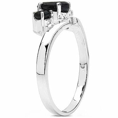 1.21CTW Genuine Sapphire .925 Sterling Silver 3 Stone Ring