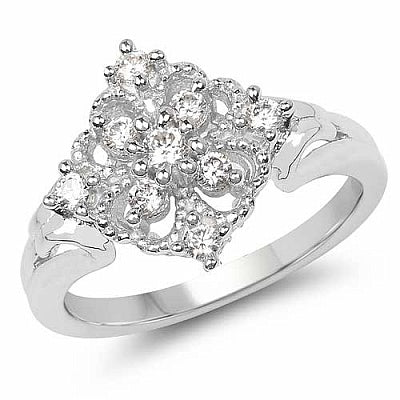BridalMe 0.62CTW White Cubic Zirconia .925 Sterling Silver Cluster Ring