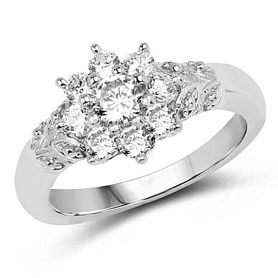 BridalMe 1.56CTW White Cubic Zirconia .925 Sterling Silver Cluster Ring